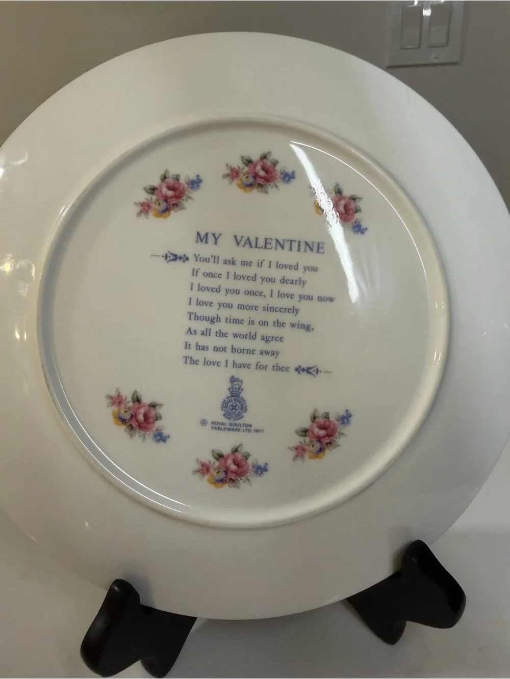 Vintage Royal Doulton My Valentine white Porcelain Plate with Multicolor